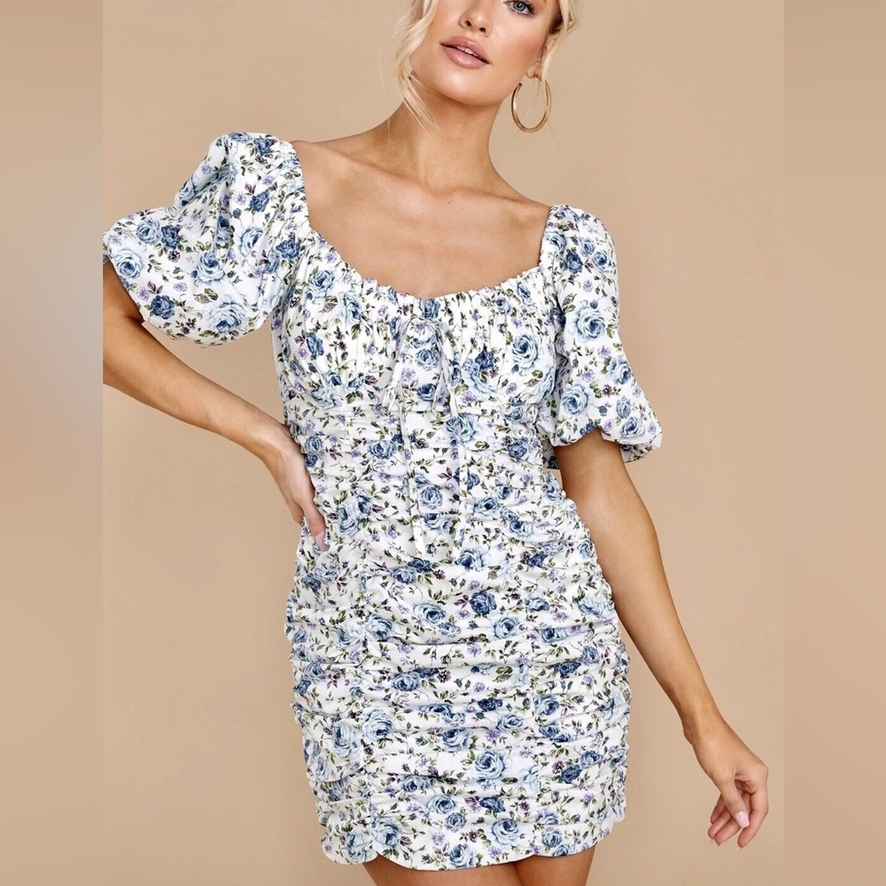 Red Dress Boutique “Your Hand in Mine” Blue Floral Dress Size Medium